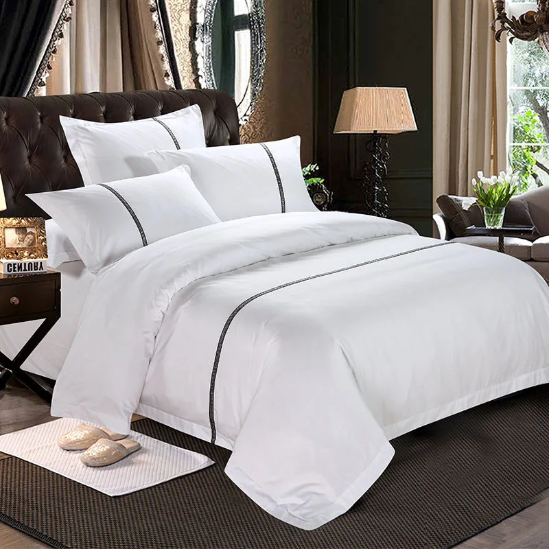 Luxury Apartment Villa Hotel Style Sateen Jacquard 100% Cotton Sheets Linen