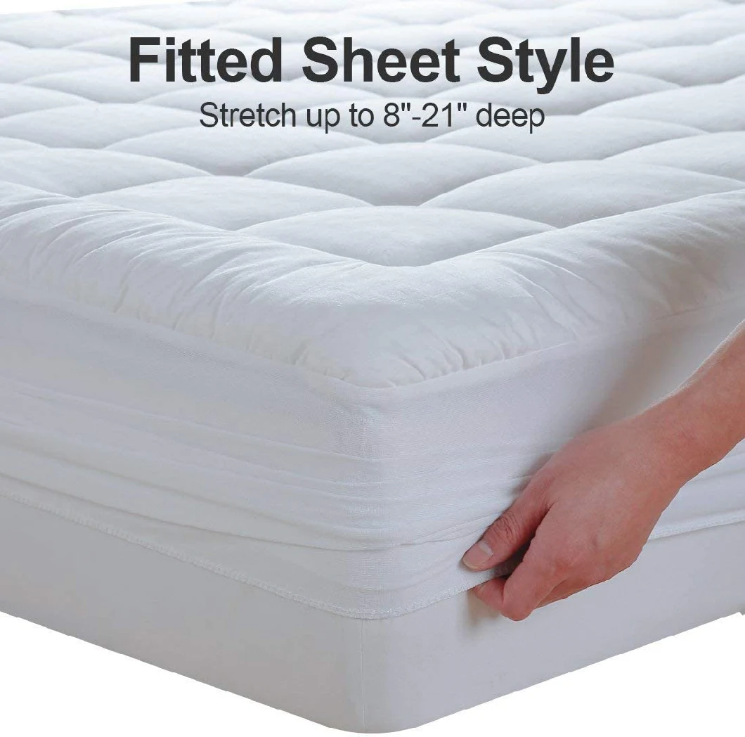 Bedding Quilted Fitted Sheet Mattress Cover Mattress Pad Topper Stretches up to 16 Inches Deep-Mattress Topper